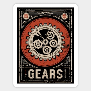 Industrial Gears - Vintage Japanese-Style Engineering Art Magnet